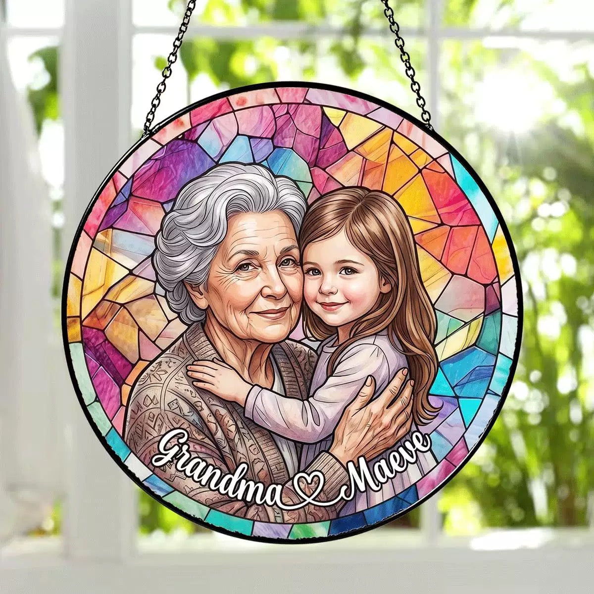 Custom Family Portrait Stained Glass Suncatcher