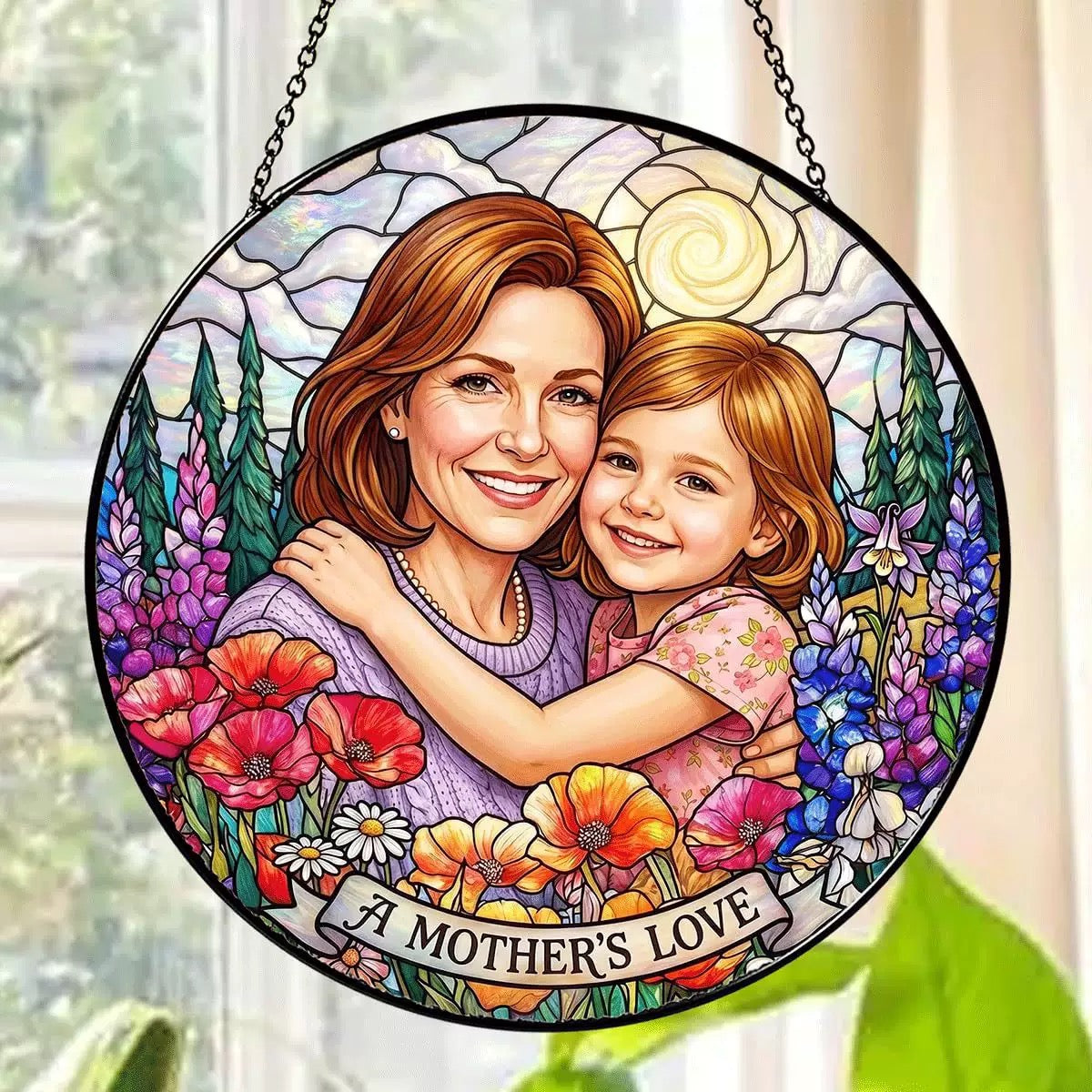 Custom Family Portrait Stained Glass Suncatcher