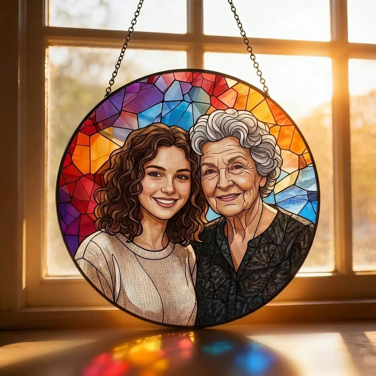 Custom Family Portrait Stained Glass Suncatcher
