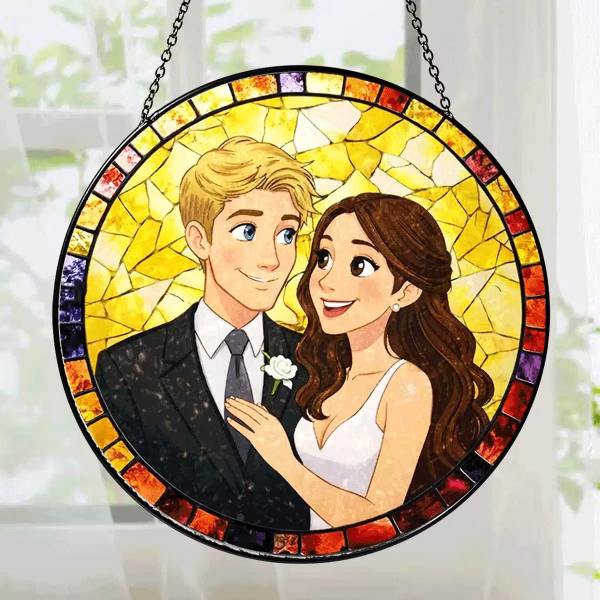 Custom Family Portrait Stained Glass Suncatcher