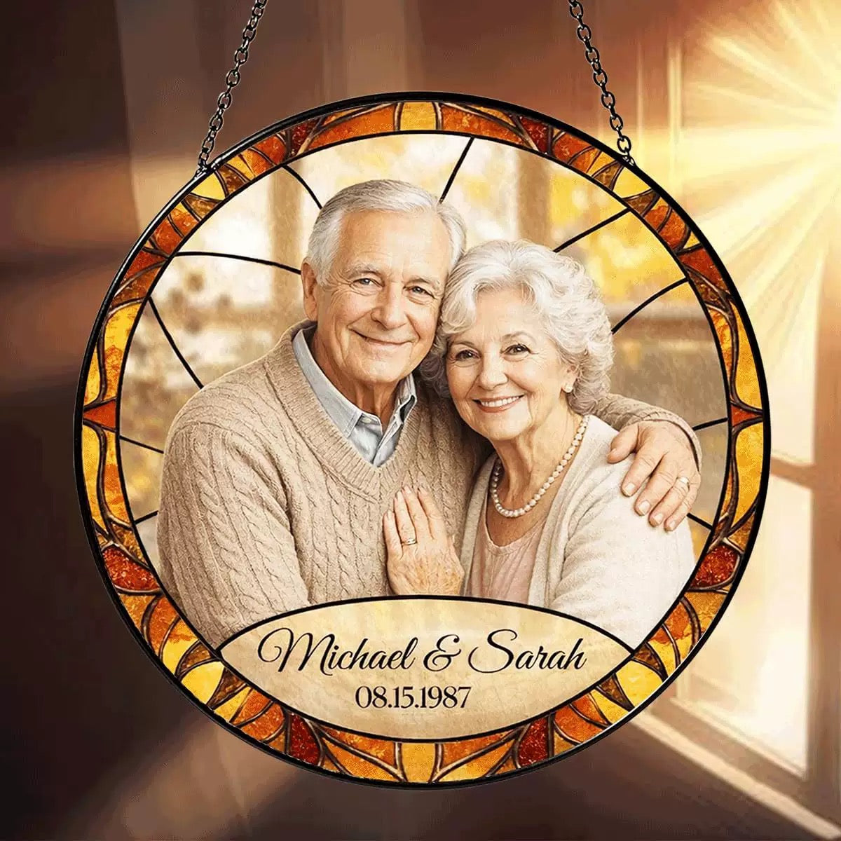 Custom Family Portrait Stained Glass Suncatcher