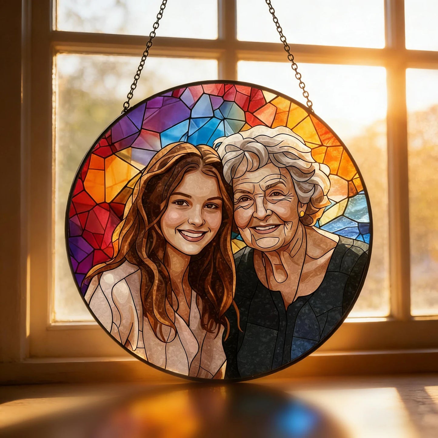 Custom Family Portrait Stained Glass Suncatcher