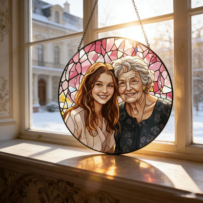 Custom Family Portrait Stained Glass Suncatcher